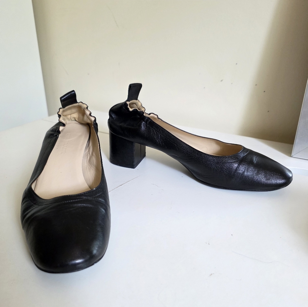 Everlane Black Leather Block Heel Pumps